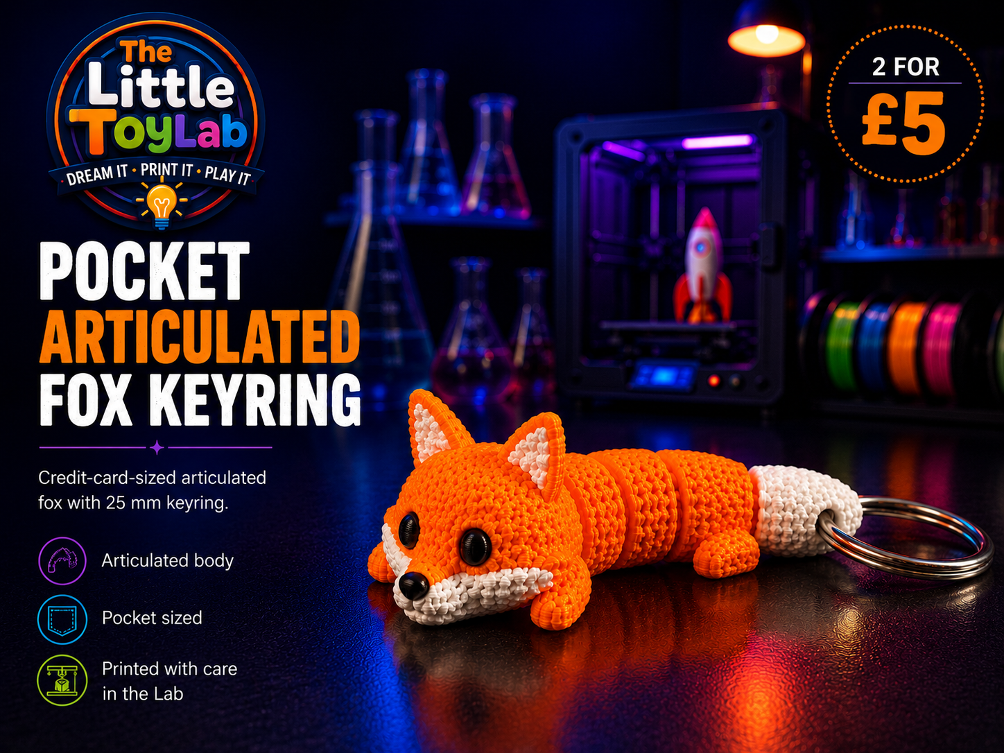 Pocket Articulated Fox Keyring